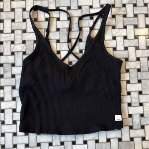 Vuori Black Ribbed Tank Top